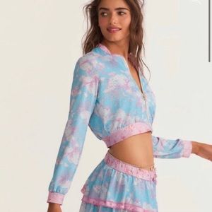 NWT Love Shack Fancy X Hurley Cropped Bomber Jacket. Size L